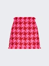 Versace Tweed Pied De Poule Mini Skirt Parade Red And Fuchsia In Red
