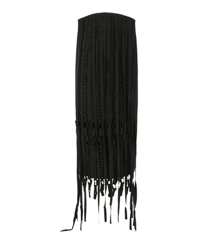 Ferragamo Strapless Tassel Dress In Black