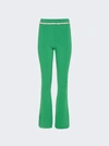 Rabanne Rhinestone-embellished Ribbed-knit Flared Trousers In Green