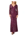 ADRIANNA PAPELL PLUS WOMENS SEQUINED MAXI EVENING DRESS