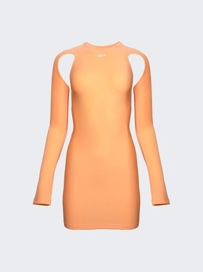 Off-white Arrow Cutout Long-sleeve Mini Dress In Peach Orange