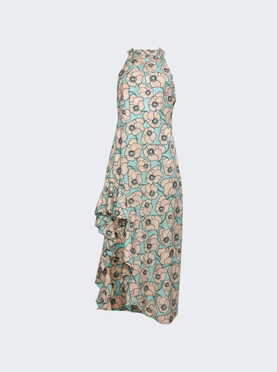 Agua By Agua Bendita Gerbera Linen Maxi Dress In Blue Floral