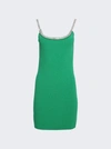 Rabanne Green Ribbed Knit Short Dress With Jeweled Straps In Green