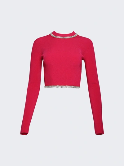 Rabanne Embellished Knit Cropped Top In Red