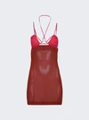 Nensi Dojaka Pink & Brown Sheer Minidress In Red