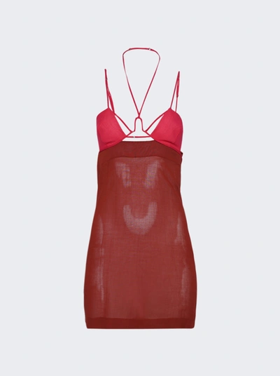 Nensi Dojaka U Wire Bra Mini Dress In Burgundy