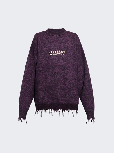Vetements Afterlife Destroyed Knitted Sweater In Purple