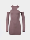 Off-white Asymmetric Logo-embossed Cold-shoulder Midi Dress In Pink