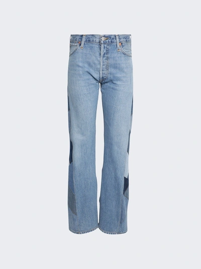 Re/done 70s Low Rise Flare Jeans Patched Indigo In Blue