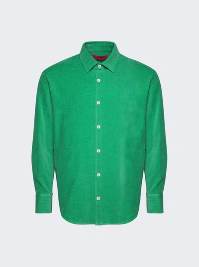 The Elder Statesman Cotton Velvet Work Shirt In Jade Green