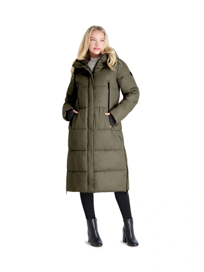 Steve Madden Womens Fleece Lined Quilted Puffer Jacket In Green