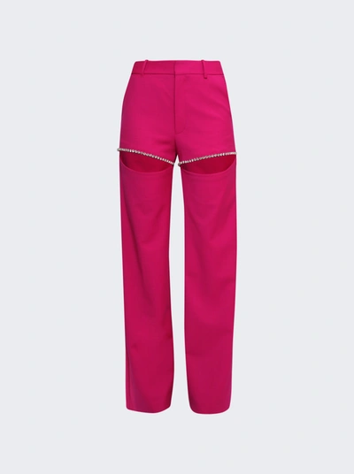 Area Crystal Slit Trouser In Fuchsia Pink