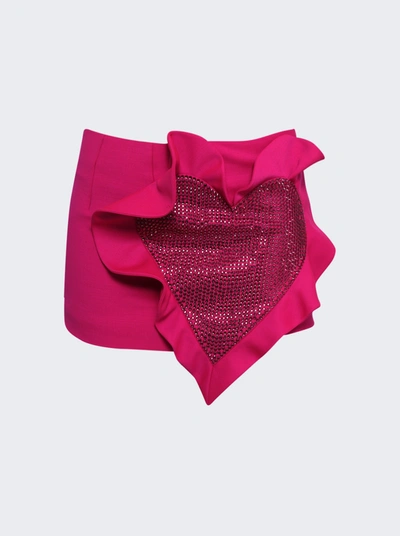 Area Heart Ruffle Mini Skirt In Fuchsia Pink