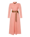 Stella Mccartney Belted Leather-trim Dress In Pink