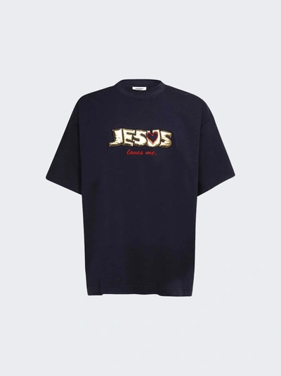 Vetements Jesus Loves You T-shirt In Blue