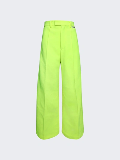 Vetements High-rise Wide-leg Fleece Pants In Flurorescent Yellow