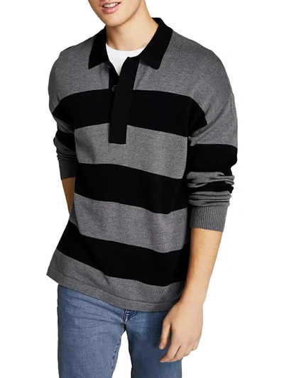 And Now This Mens Knit Striped Pullover Sweater In Grey