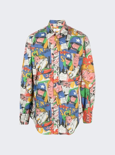 Erl Unisex Printed Shirt Woven In Multi-colour