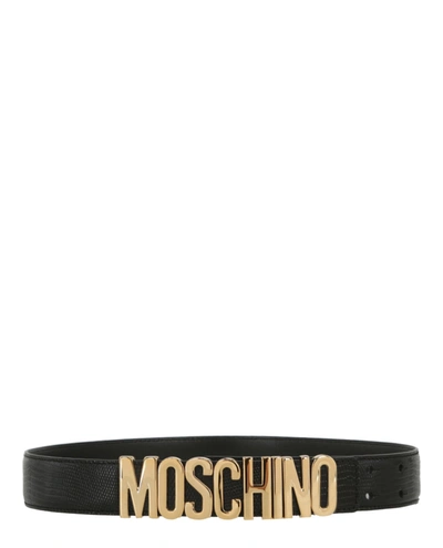 Moschino Logo Buckle Leather Belt In Nocolor