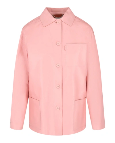 Ferragamo Leather Button-down Shirt In Pink