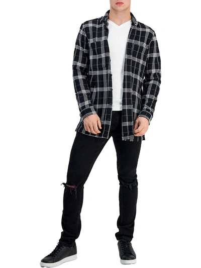 Inc Mens Plaid Lightweight Shirt Jacket In Black