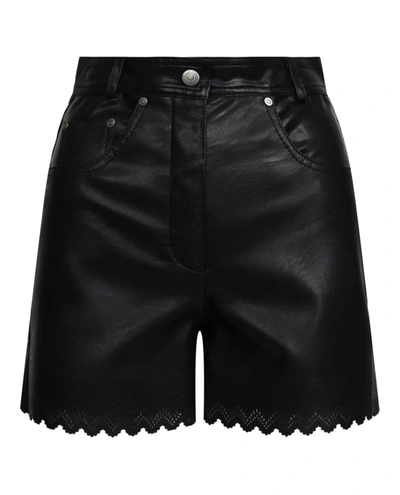 Stella Mccartney Maddox Scalloped Faux Leather Shorts In Black