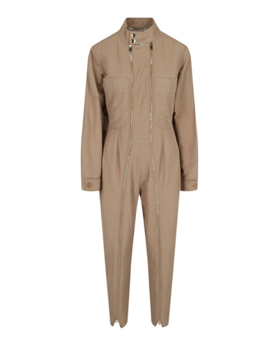 Stella Mccartney Alma All-in-one Linen-blend Jumpsuit In Brown