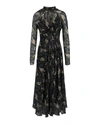 Ferragamo Floral Print Midi Dress In Black