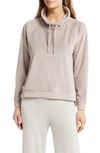 Barefoot Dreams Luxechic Funnel-neck Pullover In Deep Taupe
