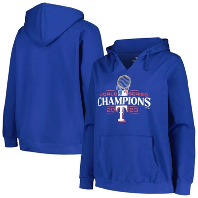 Fanatics Branded Royal Texas Rangers 2023 World Series Champions Plus Size Trophy Logo Pullover Hood