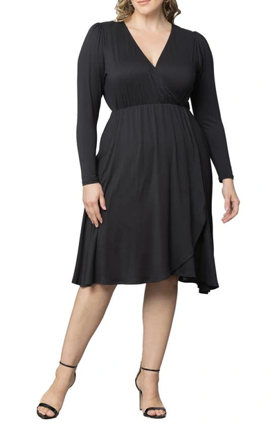 KIYONNA KIYONNA ASTER LONG SLEEVE FAUX WRAP DRESS