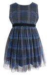 Popatu Kids' Plaid Tulle Dress In Navy