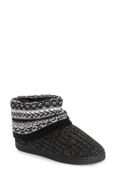 Muk Luks Rochelle Indoor/outdoor Slipper Bootie In Black,white Boho