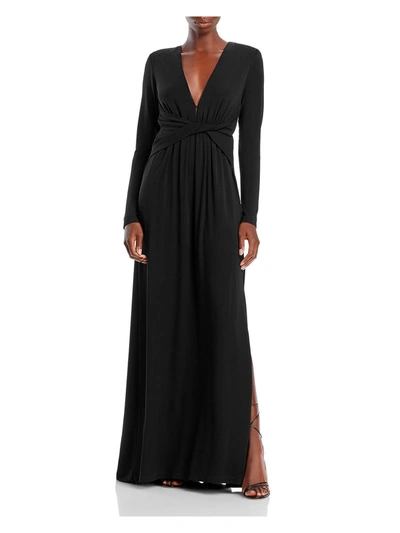 Ramy Brook Womens Plunging Gathered Evening Dress In Black