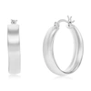 Simona Sterling Silver Or Gold Plated Over Sterling Silver 5.5x27mm Fancy Flat Hoop Earrings In Silver