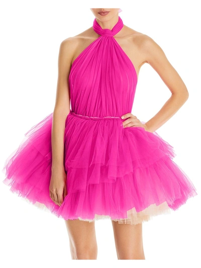 Bronx And Banco Womens Tulle Halter Mini Dress In Pink