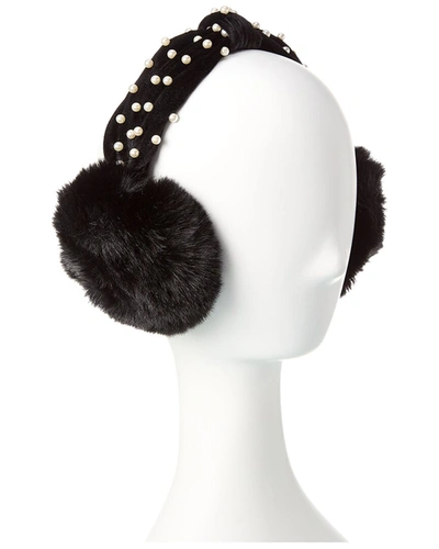 Surell Accessories Knotted Pearl Band Earmuffs In Black