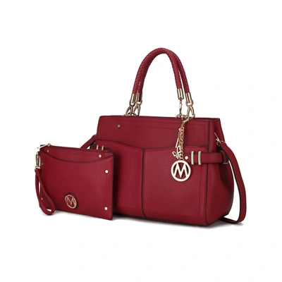 Mkf Collection By Mia K Tenna Vegan Leather Women's Satchel Bag With Wristlet In Red