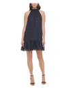Kensie Dresses Womens Metallic Polka Dot Halter Dress In Blue