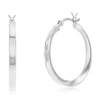 Simona Sterling Silver Or Gold Plated Over Sterling Silver 3x30mm Fancy Flat Hoop Earrings In Silver
