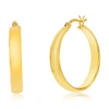 Simona Sterling Silver Or Gold Plated Over Sterling Silver 5x31mm Fancy Flat Hoop In Silver