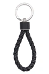 Bottega Veneta Intrecciato Leather Keyring In Black