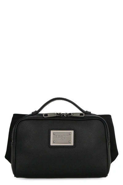 Dolce & Gabbana Leather Belt Bag With Logo In Black