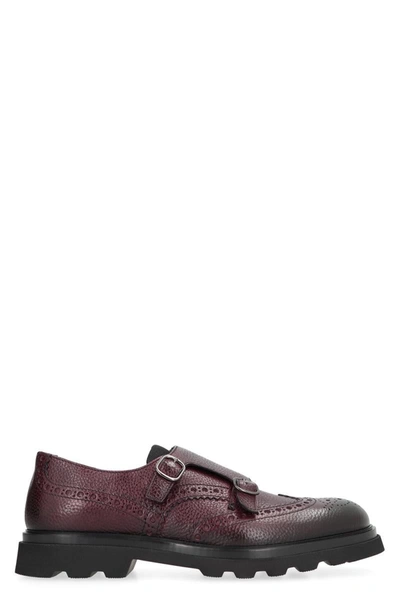 Doucal's Elen Leather Monk-strap In Red-purple Or Grape