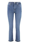 Frame Le High Straight Blue Five-pocket Style Jeans In Cotton Blend Denim Woman In Denim