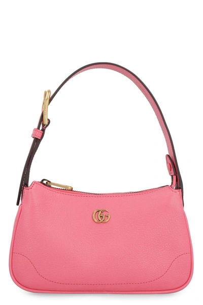 Gucci Aphrodite Small Grained-leather Shoulder Bag In Pink