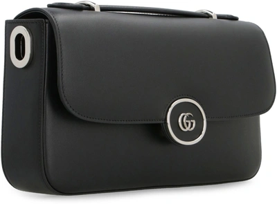 Gucci Petite Gg Leather Shoulder Bag In Black