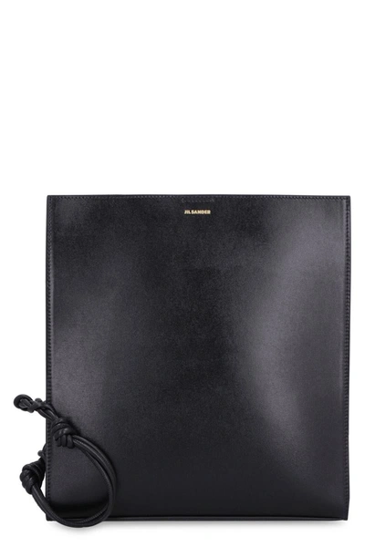 Jil Sander Tangle Leather Crossbody Bag In Black
