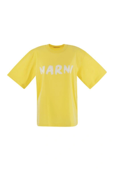 Marni Logo印花棉t恤 In Yellow