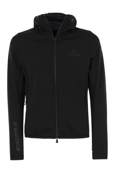 Moncler Grenoble Technical Hooded And Zipped Sweatshirt In Black